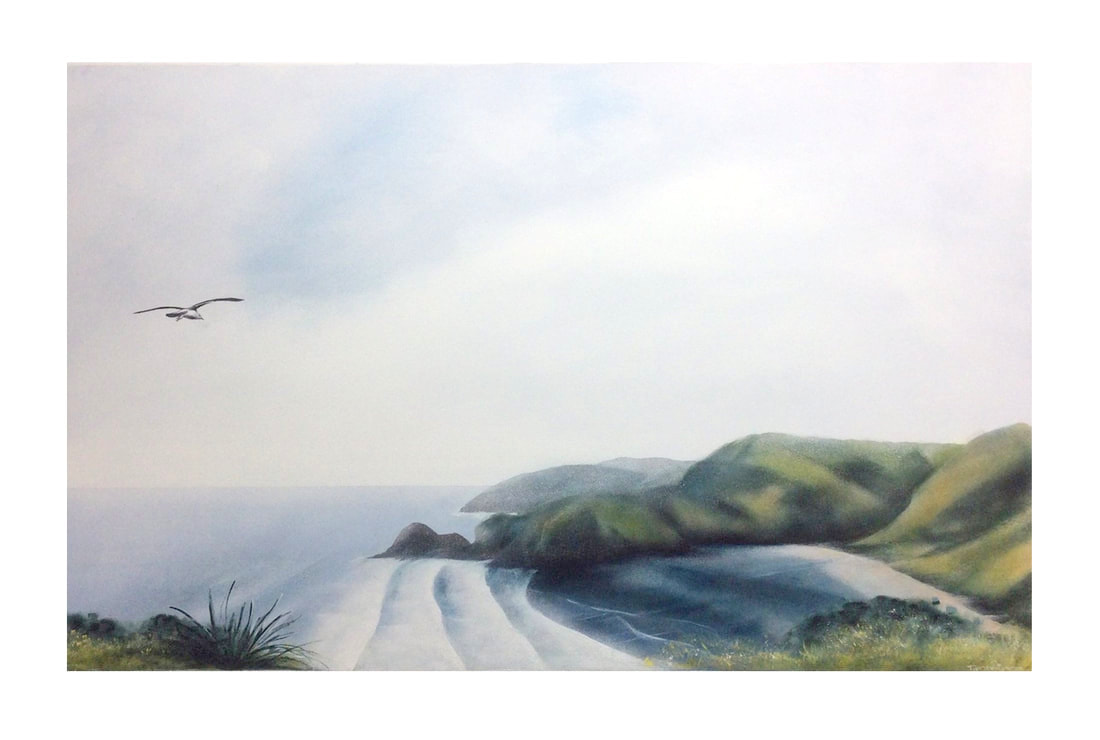 Terry Prince- "Whites Beach Anawhata", Acrylic on Board, 600 x 900mm, 2021