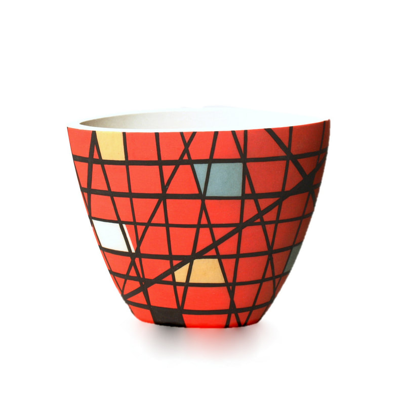 Alice Rose- "Retro Grid (Red)", Ceramic, 11cm H x 14cm W, 2021