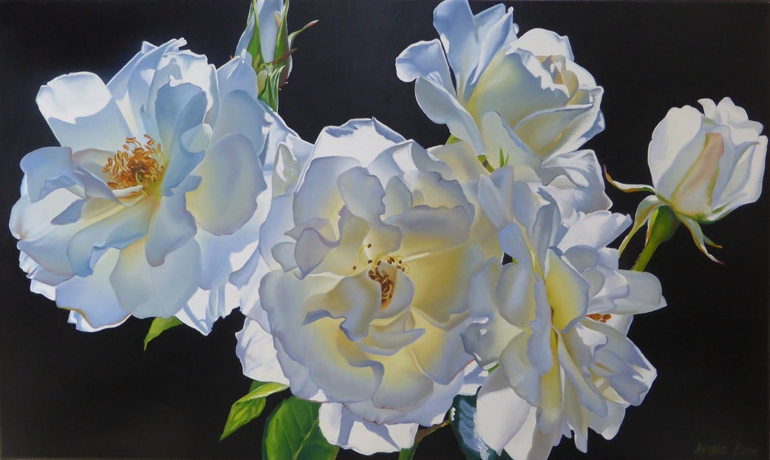 Amber Emm, "Early Bloom", 2014, Oil on Linen, 300 x 500mm, Floral Painting