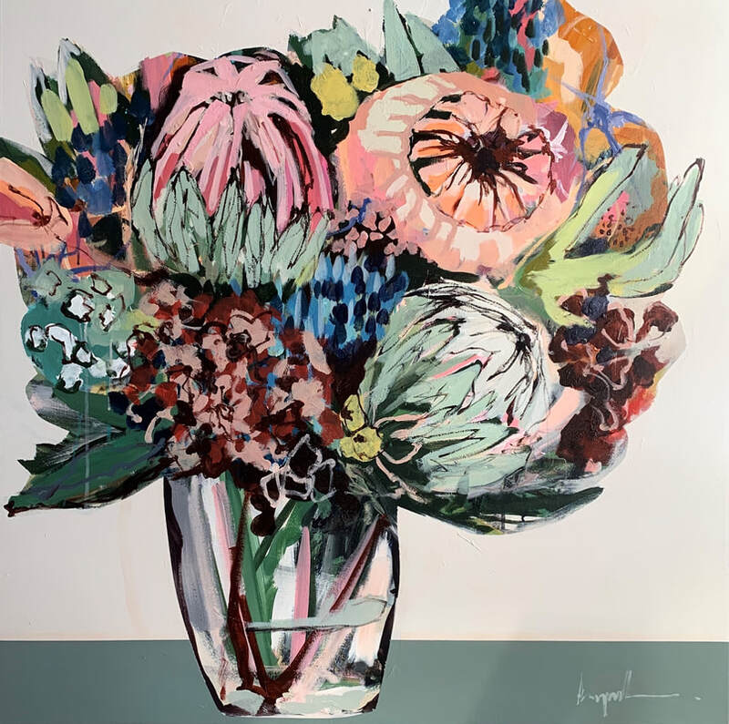 Angela Maritz, "Tapestry of Life", Acrylic on Canvas, 1010 x 1010mm, 2019, Flower NZ Painting