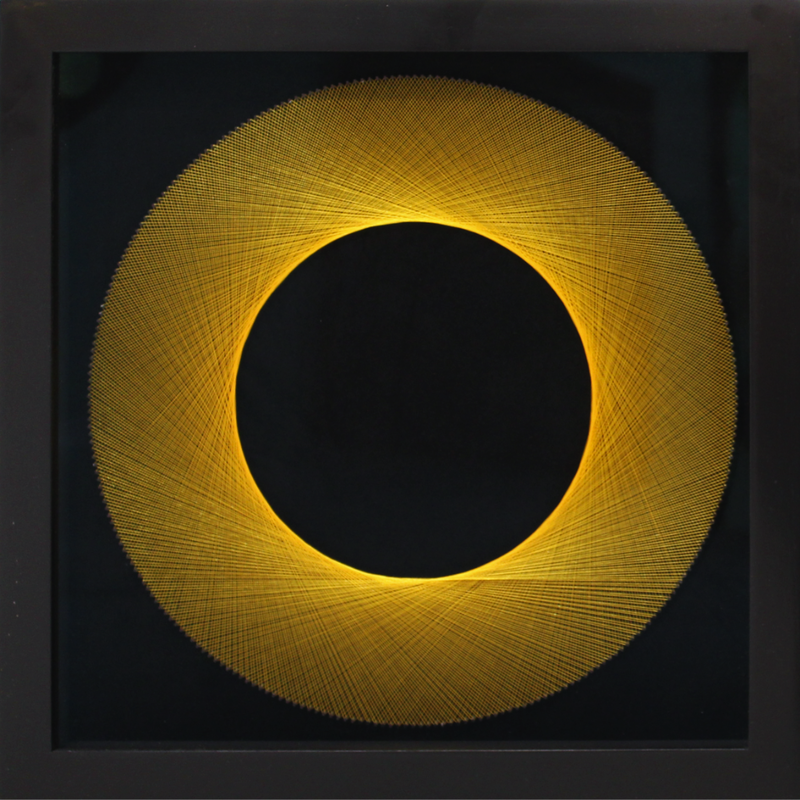 Bruce Stilwell, "Mini Halo - Gold", ​Pinned Fibres on Velvet Board, Framed, 400 x 400mm, 2023