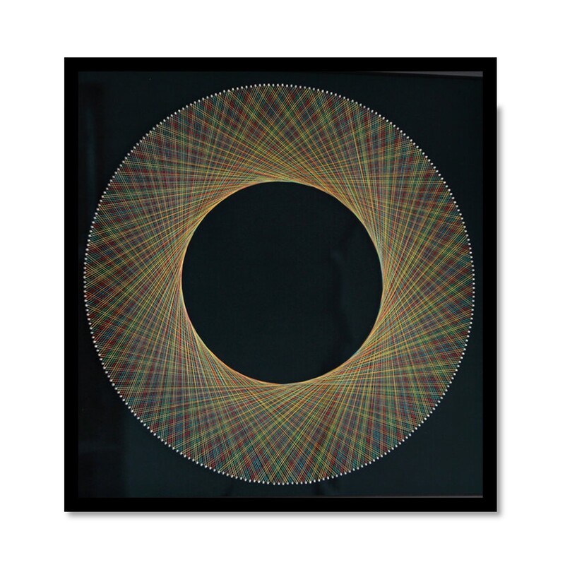 Bruce Stilwell- "Mini Halo", (Multi-Coloured), Pinned Fibres on Velvet Board, Framed, 400 x 400mm, 2020