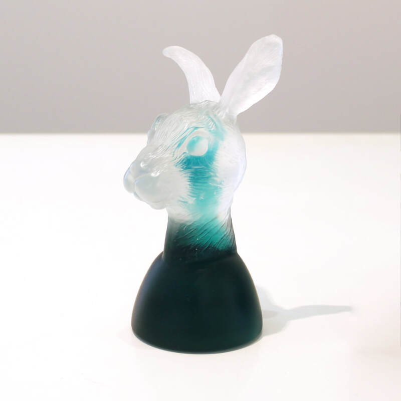 Clare McGlynn, "Roger Rabbits (Blue)", Cast Glass, 150 H x 80 W x 80mm D, 2024