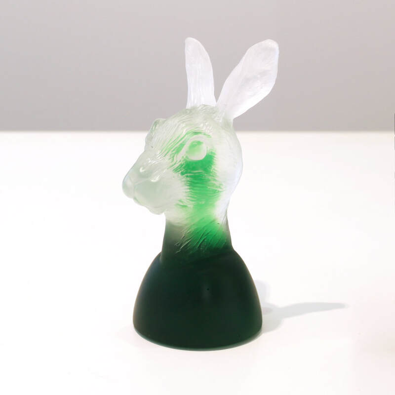 Clare McGlynn, "Roger Rabbits (Green)", Cast Glass, 150 H x 80 W x 80mm D, 2024