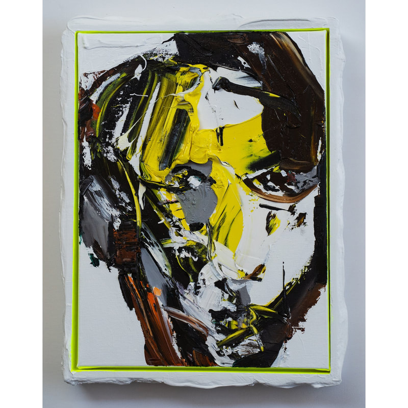 Cristina Popovici-"Frame of Mind- Citron", ​Oil on Canvas (Mixed Media Frame), 440 x 340mm, 2023, SOLD