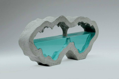 Ben Young, "Subterranean III", Laminated clear float glass with cast concrete, H 280 x L 640 x D 96mm, SOLD