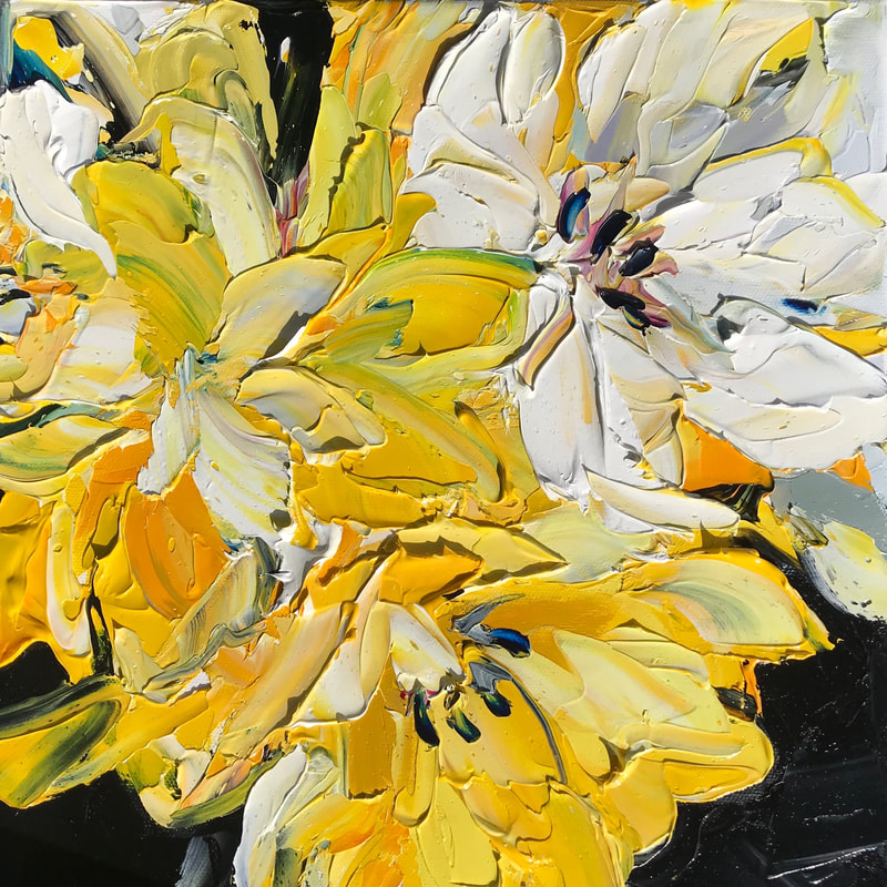 Diana Peel, "Floral Fusion 7", Oil on Canvas, 300 x 300mm, 2020, SOLD