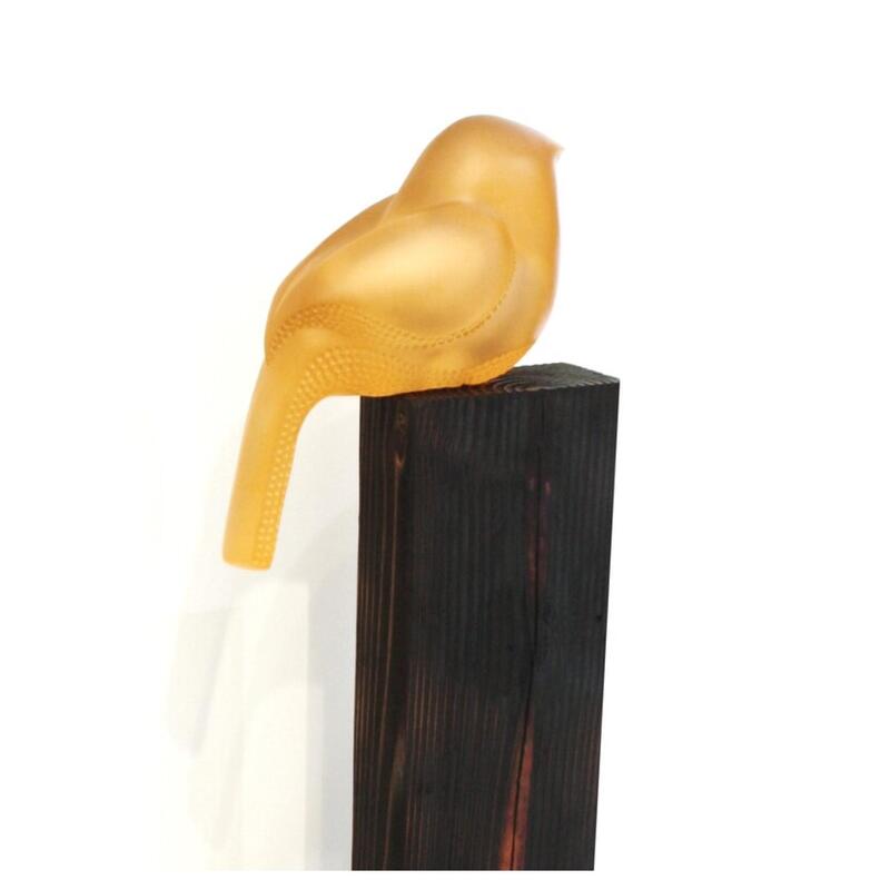 Francia Smeets, "Resting Kererū (Apricot)", Cast Glass on Timber Post with Steel Base Plate, Steel Base, 2022, 1190mm Height