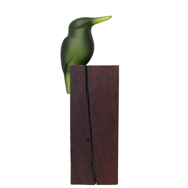Francia Smeets, "Waiting", Cast Glass on Timber Plinth, 510 x 180 x 140mm, 2023