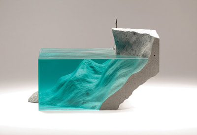 Ben Young, "Reflection", Cold worked laminated float glass, cast concrete and bronze, 385 x 220 x 220 mm, SOLD