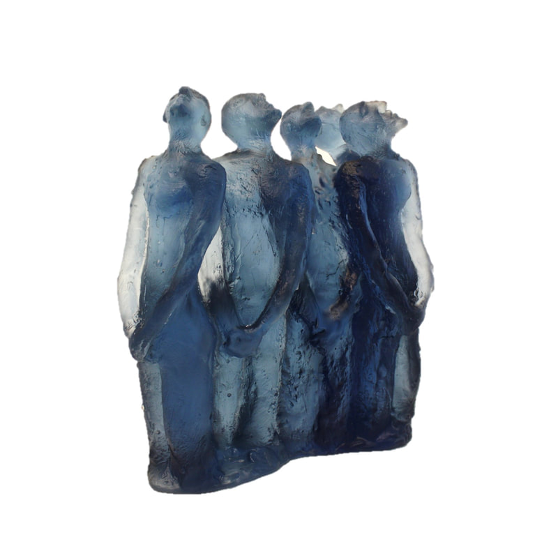 Graeme Hitchcock- "Where Two or Three are Gathered (Steel Blue)", Cast Glass, approx 200 x 200 x 100mm, 2022, SOLD