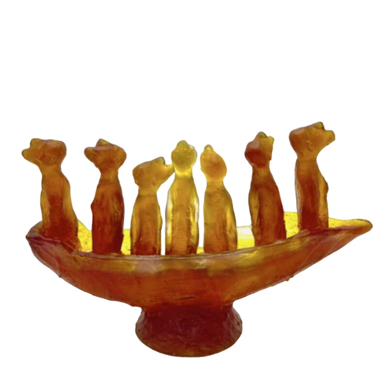 Graeme Hitchcock, "A Lot of People in a Small Boat (Amber)", Cast Glass, 260 x 170 x 90mm, 2023