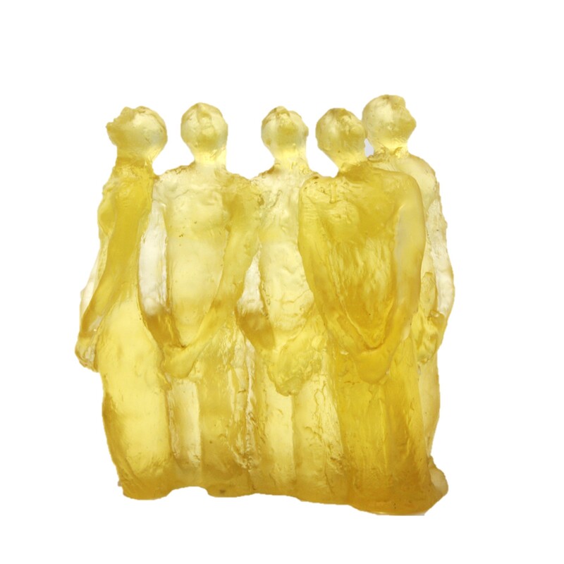 Graeme Hitchcock- "Where Two or Three are Gathered (Straw Yellow)", Cast Glass, approx 200 x 200 x 100mm, 2022