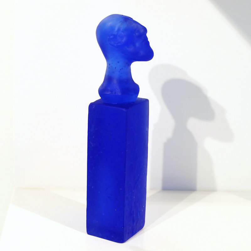 Graeme Hitchcock, "Variation of Head on a Plinth (Cobalt)", Cast Glass, 200-230mm Tall, 2023