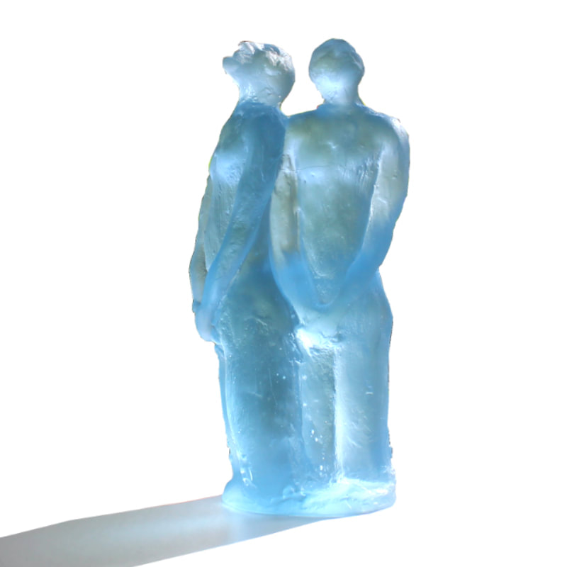 Graeme Hitchcock "Where Two are Gathered (Blue)", Cast Glass, 230 W x 90 H x 60mm D, 2023