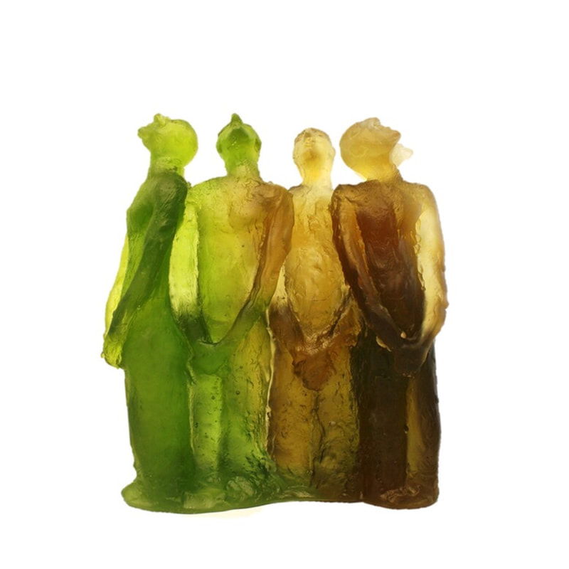 Graeme Hitchcock, "Where Two or Three are Gathered (Lime, Bronze)", Cast Glass, 220 W x 220 H x 125mm D, 2022
