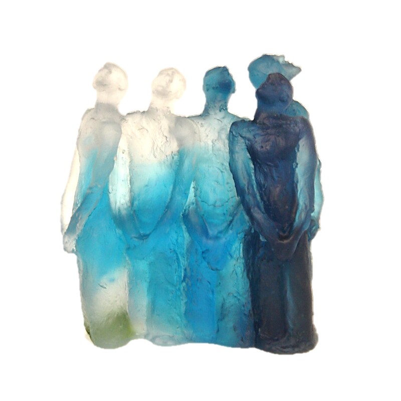 Graeme Hitchcock, "Where Two or Three are Gathered (Blue Tones)", Cast Glass, approx 200 x 200 x 100mm, 2022