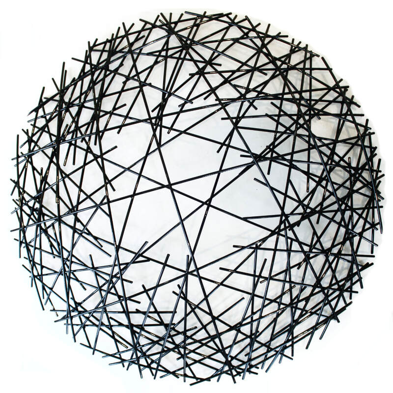 Jamie Adamson, "At the intersection", Powder Coated Steel, Wall Sculpture, 900mm Diameter (Domes off wall), 2023