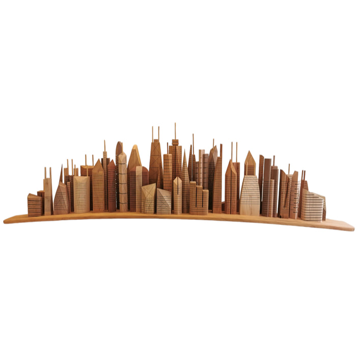 Jamie Adamson, "Cityscape", Hand Built Timber Wall Sculpture, 1800 x 500mm, 2023