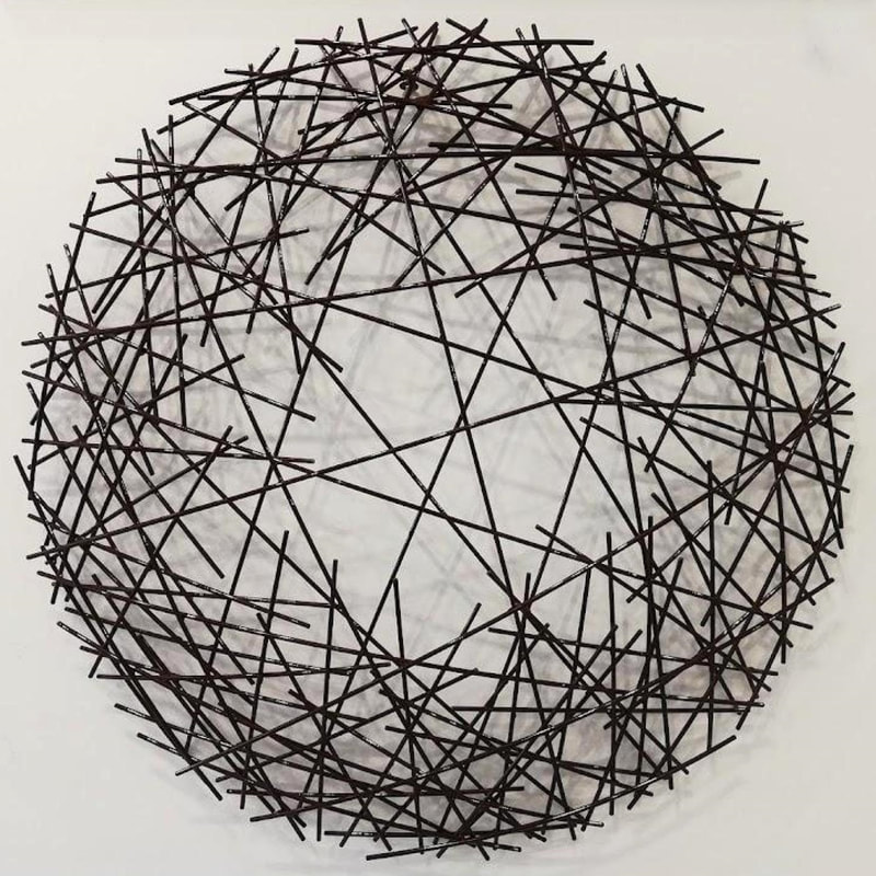 Jamie Adamson, "Meet you in the Middle", Powder Coated Steel (Maroon Tone), 900mm diameter, 2022