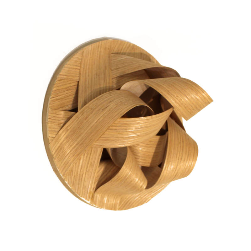 Jamie Adamson, "Twist", Steam Bent Timber, Wall Sculpture, 190mm Diameter, 2023