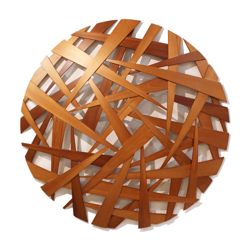 Jamie Adamson, "Weave", Cedar Wall Sculpture, 900mm Diameter (Domed), 2023