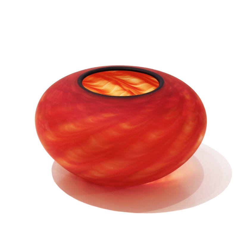 Justin Culina, "Autumn Vase Rounded", Hand Blown Glass, ​220mm Diameter x 160mm Height, 2023