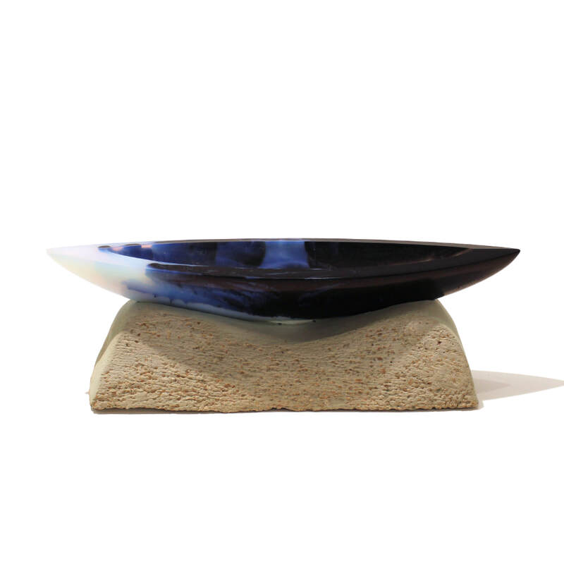 John Abramczyk, "Waka (White and Blue)", Cast Glass and Concrete, 390mm width, 2023