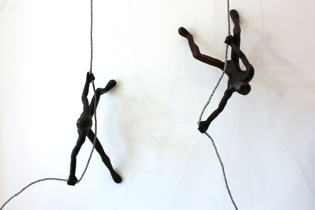 Grappling Men, "Grappling Men", Blackened Steel with a Polished Wax Finish and Steel Wire, 1900mm length, 2020, SOLD