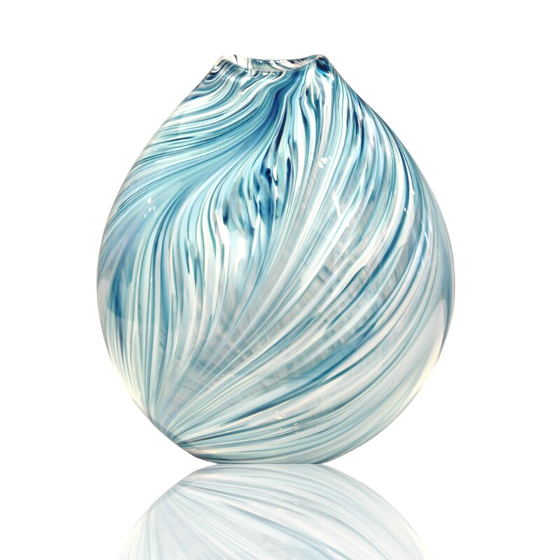 Justin Culina, "Feather Vase (Blue)", Hand Blown Glass, 250mm Height, 2023