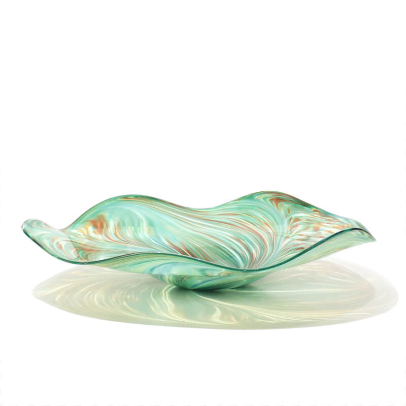 Justin Culina, "Feather Platter", Hand Blown Glass (Etched Finish), 440mm Diameter, 2023