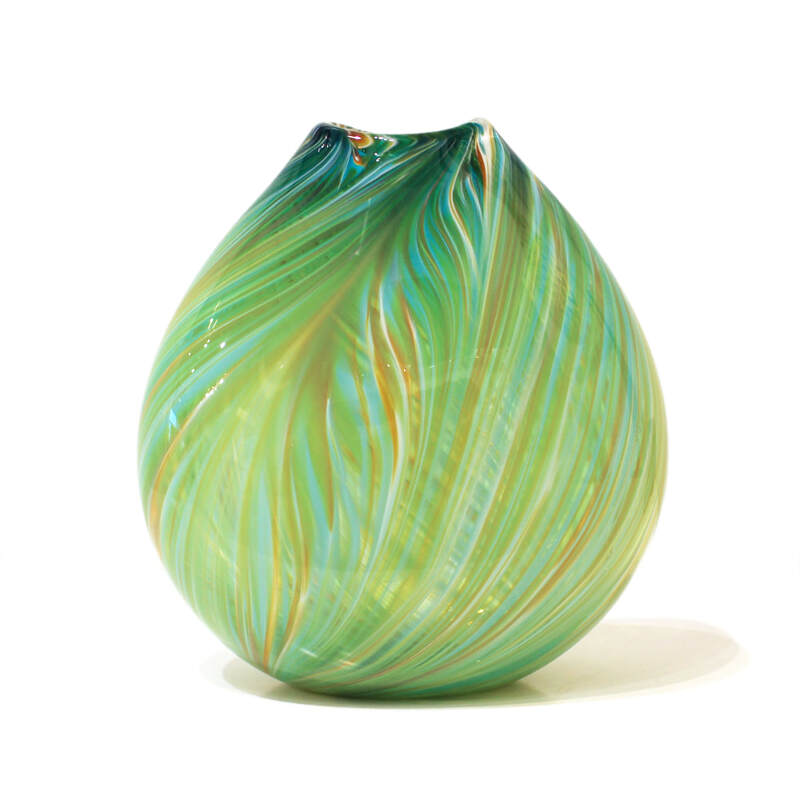 Justin Culina "Feather Vase", Hand Blown Glass, 240mm Height, 2023