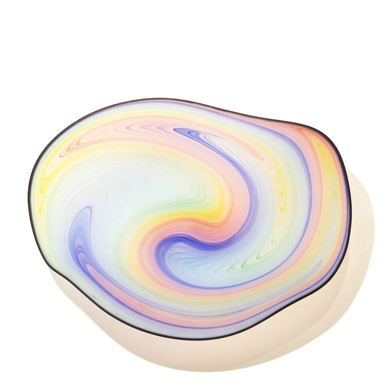 Justin Culina, "Fluted Rainbow Platter", Hand Blown Glass (Etched Finish), 510mm Diameter, 2023