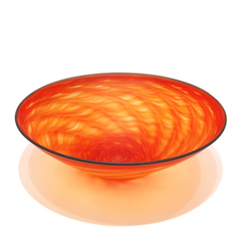 Justin Culina, "Frosted Autumn Bowl", Hand Blown Glass, Etched finish, 320mm Diameter, 2023
