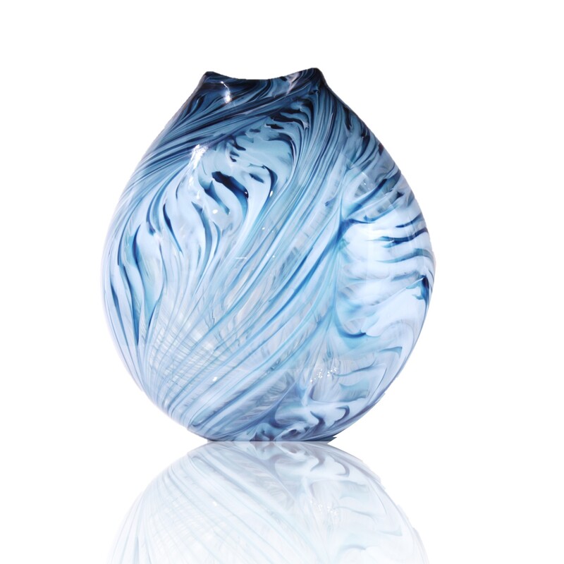 Justin Culina- "Korora Flat Vase", Hand Blown Glass, 280mm height, 2022
