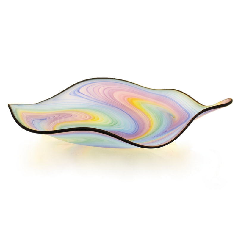 Justin Culina, "Rainbow Bowl", Hand Blown Glass- Etched Finish, 520 Diameter, 2023