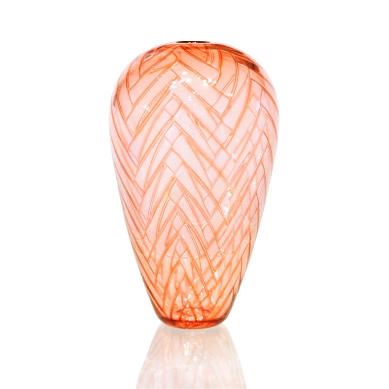 Justin Culina, "Nikau Vase (Apricot)", Hand Blown Glass, 350mm height, 2022