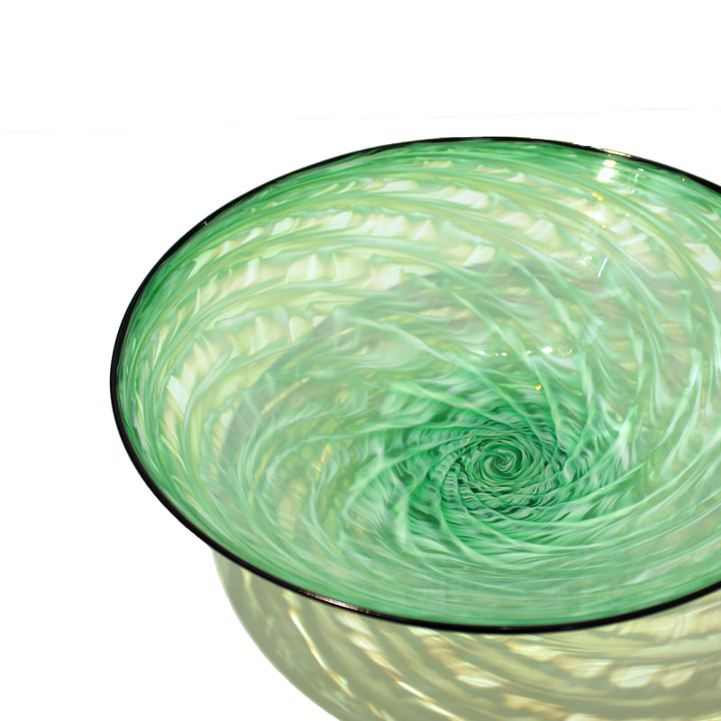 Justin Culina, Shell Bowl- Sea Green", Hand Blown Glass, 360mm Diameter, 2023