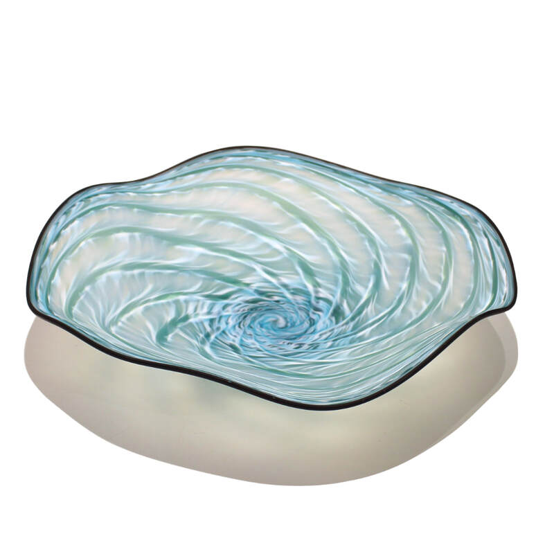 Justin Culina, "Teal Shell Platter Frosted", Hand Blown Glass, ​400mm Diameter, 2024