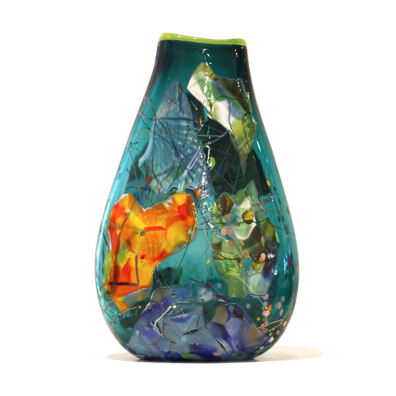 Keith Grinter, "Aqua Shard Vase", Hand Blown Glass, 300mm Tall, 2023