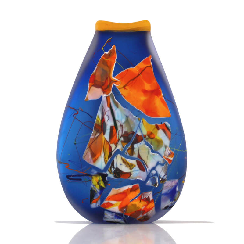 Keith Grinter, "Cobalt Shard Vase", Hand Blown Glass, 280mm Tall, 2023