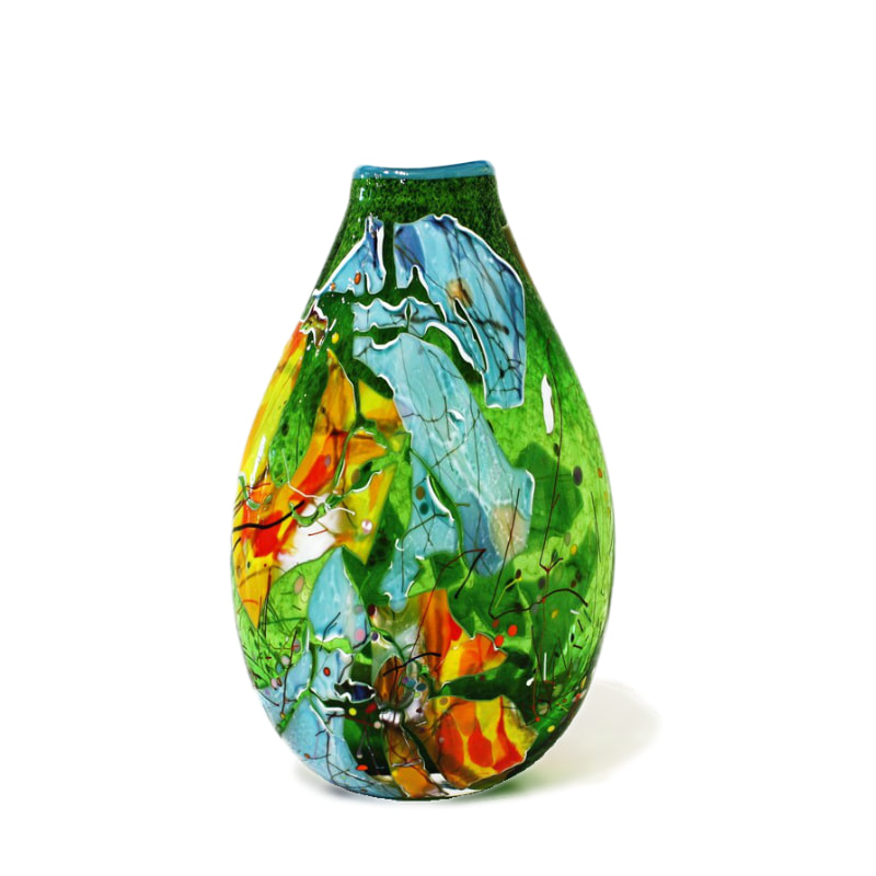 Keith Grinter "Lime Shard Vase", Hand Blown Glass, 340mm Tall, 2023