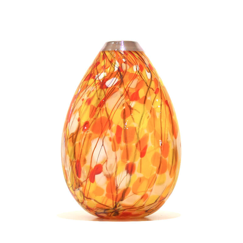 Keith Grinter, "Poppies in a Cornfield (Autumn)", Hand Blown Glass, 200mm Tall, 2024
