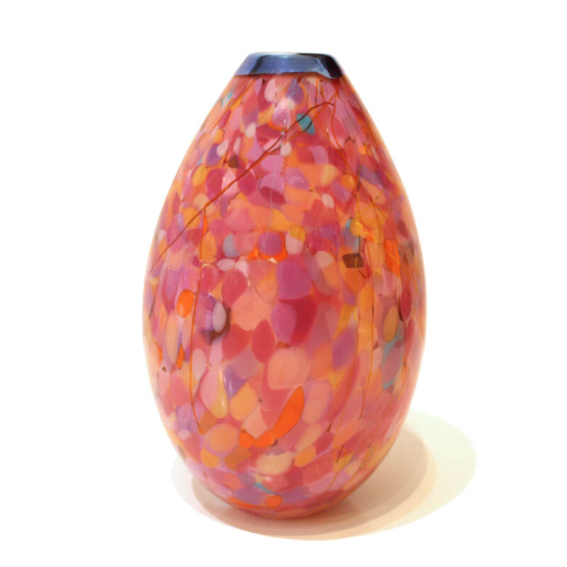 Keith Grinter, "Coral Teardrop Vase", Hand Blown Glass. 230mm Tall, 2023