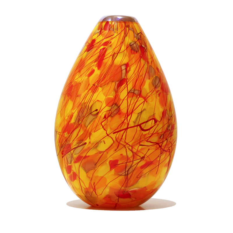 Keith Grinter, "Teardrop Vase - Autumn", Hand Blown Glass, 180mm Tall, 2023