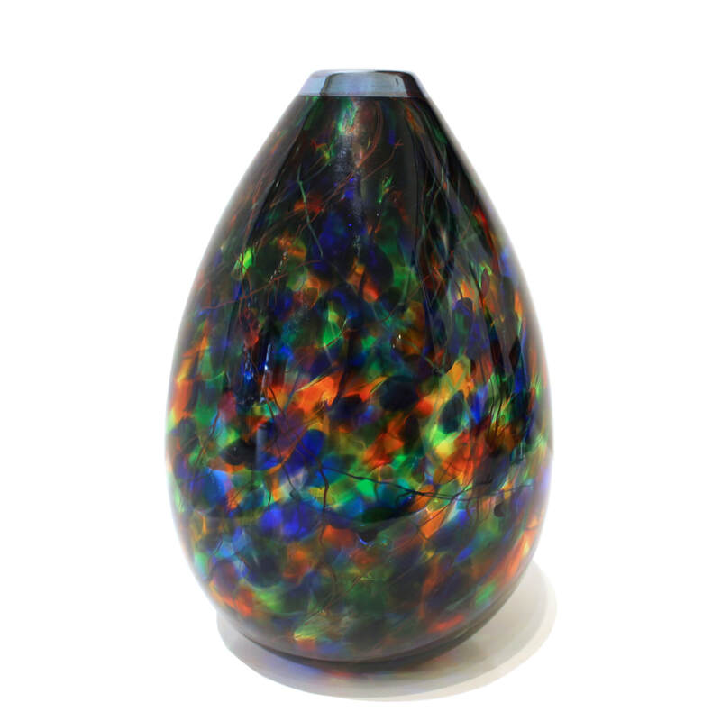 Keith Grinter, "Peacock Teardrop Vase", Hand Blown Glass, 230mm Tall, 2023