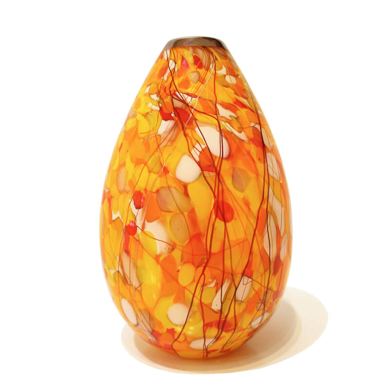 Keith Grinter, "Poppies in a Cornfield Teardrop Vase", Hand Blown Glass, 240mm Tall, 2023