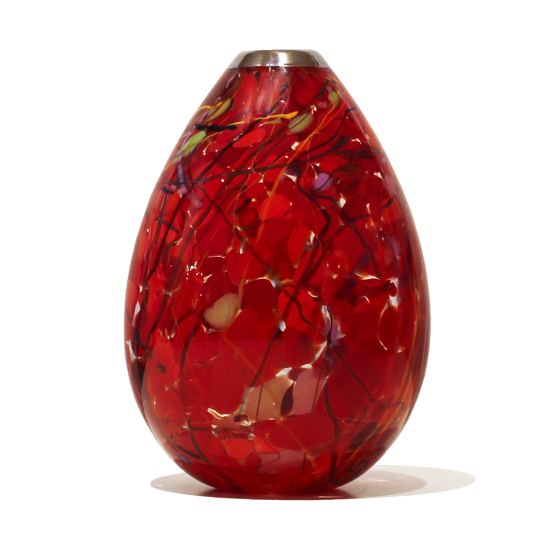 Keith Grinter, "Teardrop Vase - Burning Red", Hand Blown Glass, 180mm Tall, 2023