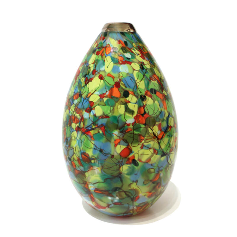 Keith Grinter, "Summer Orchard Teardrop Vase", Hand Blown Glass, 260mm Tall, 2023