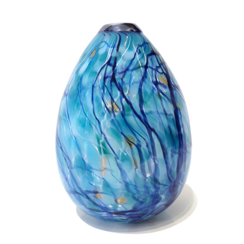 Keith Grinter, "Turquoise Teardrop Vase", Hand Blown Glass, 185mm Tall, 2023